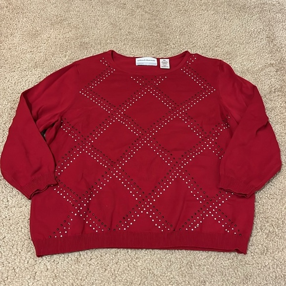 Alfred Dunner Red Crew Neck Sweater - Picture 5 of 6